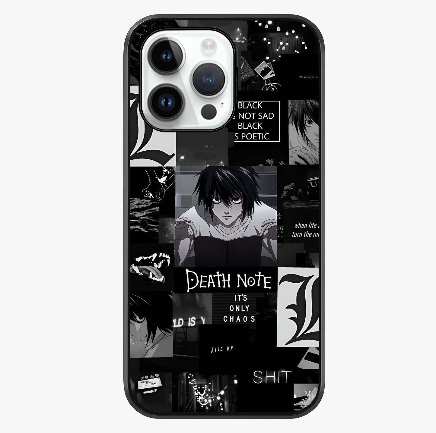 Midnight Chaos Mind Glass Case showing full back design in clean flat view with glossy glass finish.