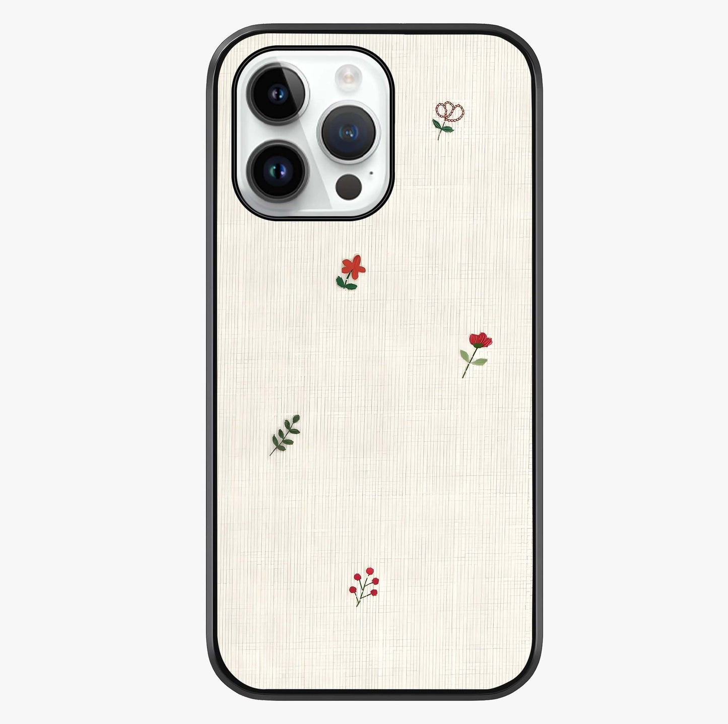 Minimal Petal Whispers Glass Case showing full back design in clean flat view with glossy glass finish.