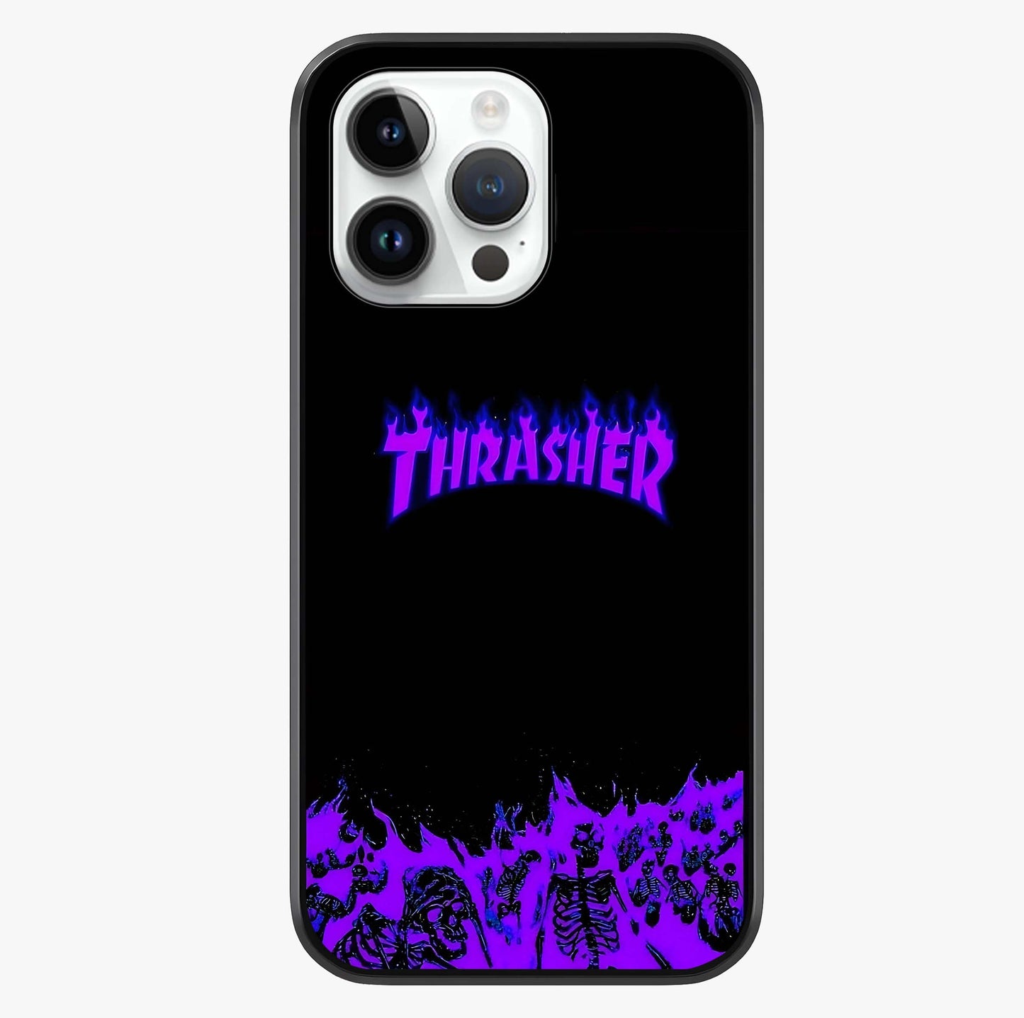 Neon Flame Riot Glass Case showing full back design in clean flat view with glossy glass finish.