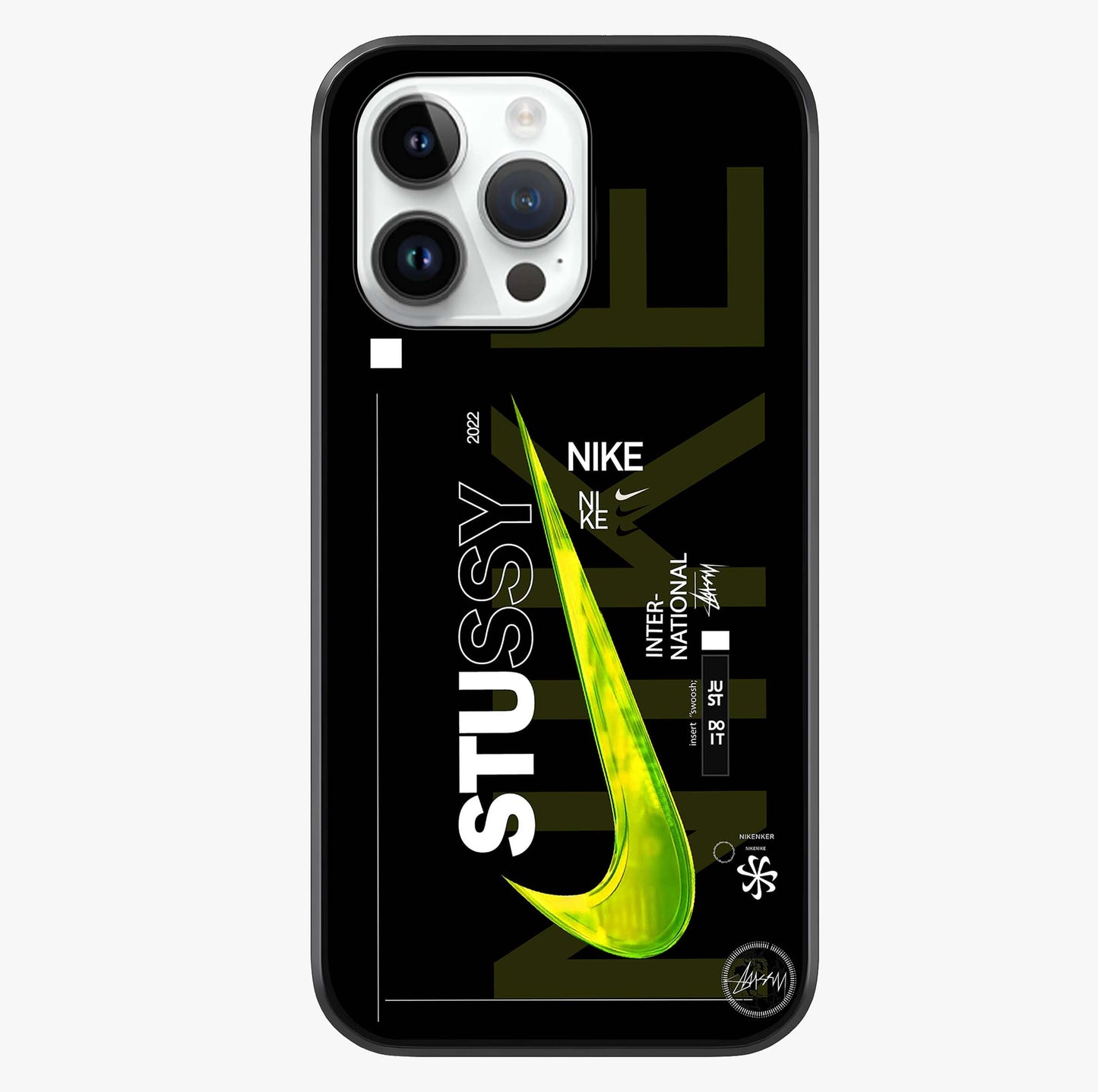 Neon Street Edition Glass Case showing full back design in clean flat view with glossy glass finish.