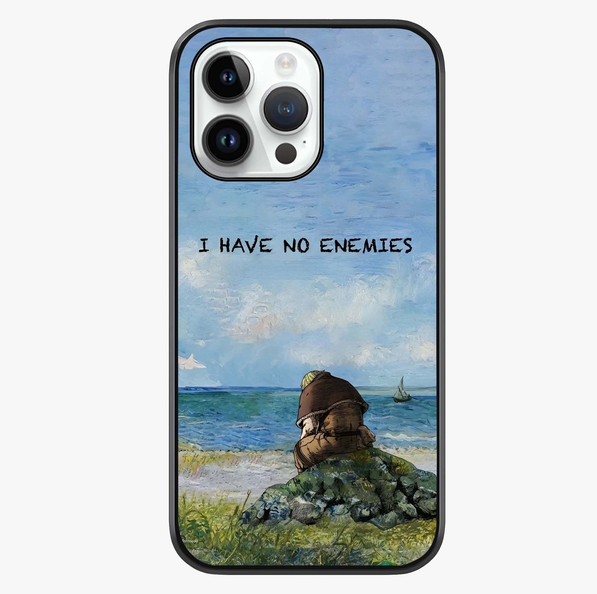 Peace Beyond War Glass Case showing full back design in clean flat view with glossy glass finish.