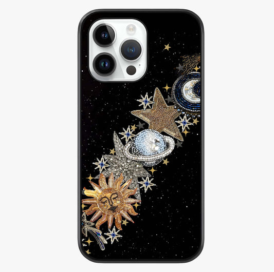 Pearls Universe Object Glass Case showing full back design in clean flat view with glossy glass finish.