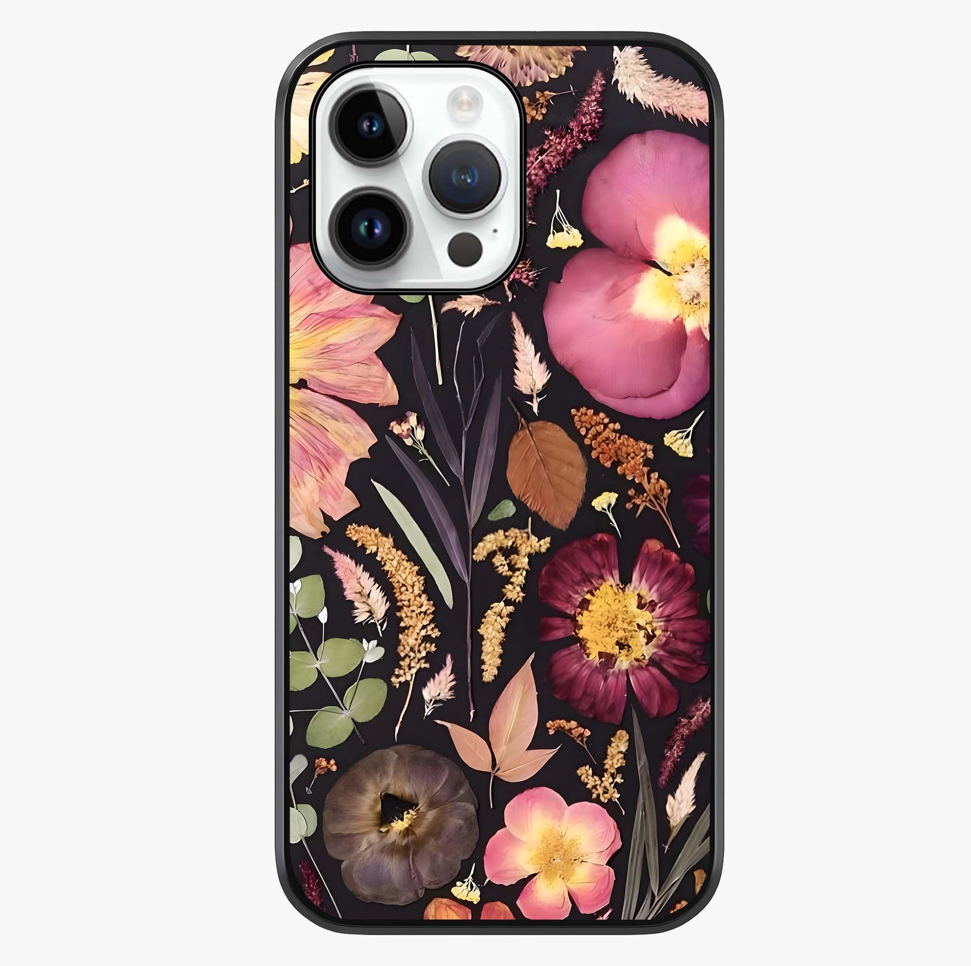 Petal Dream Tapestry Glass Case showing full back design in clean flat view with glossy glass finish.