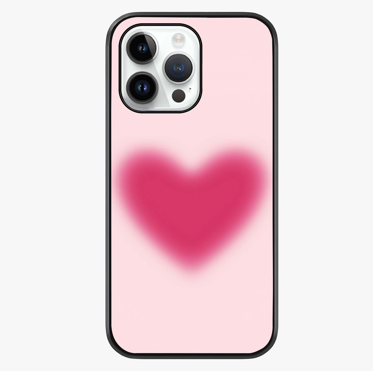 Pink Aura Heart Glass Case showing full back design in clean flat view with glossy glass finish.
