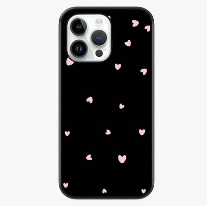 Pink Love Drops Glass Case showing full back design in clean flat view with glossy glass finish.