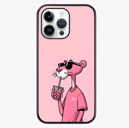 Pink Panther Glass Case showing full back design in clean flat view with glossy glass finish.