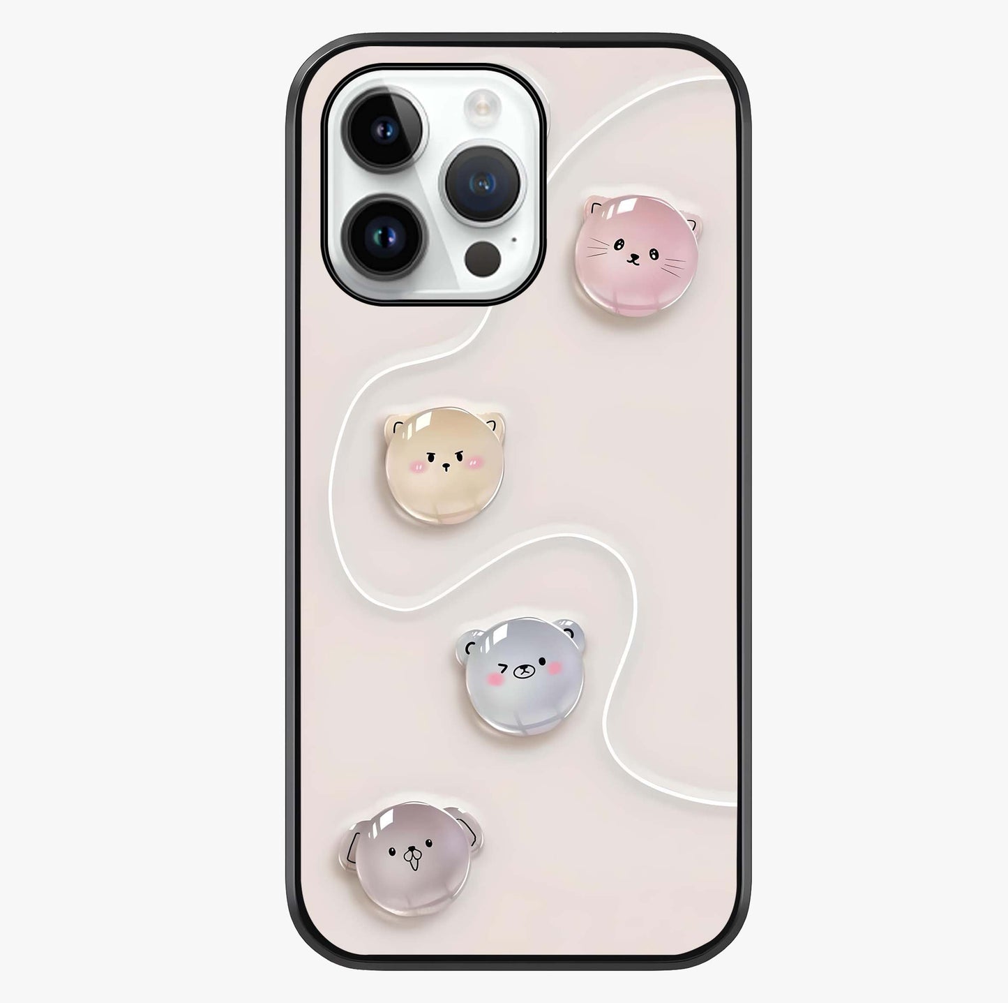 Puffy Face Parade Glass Case showing full back design in clean flat view with glossy glass finish.