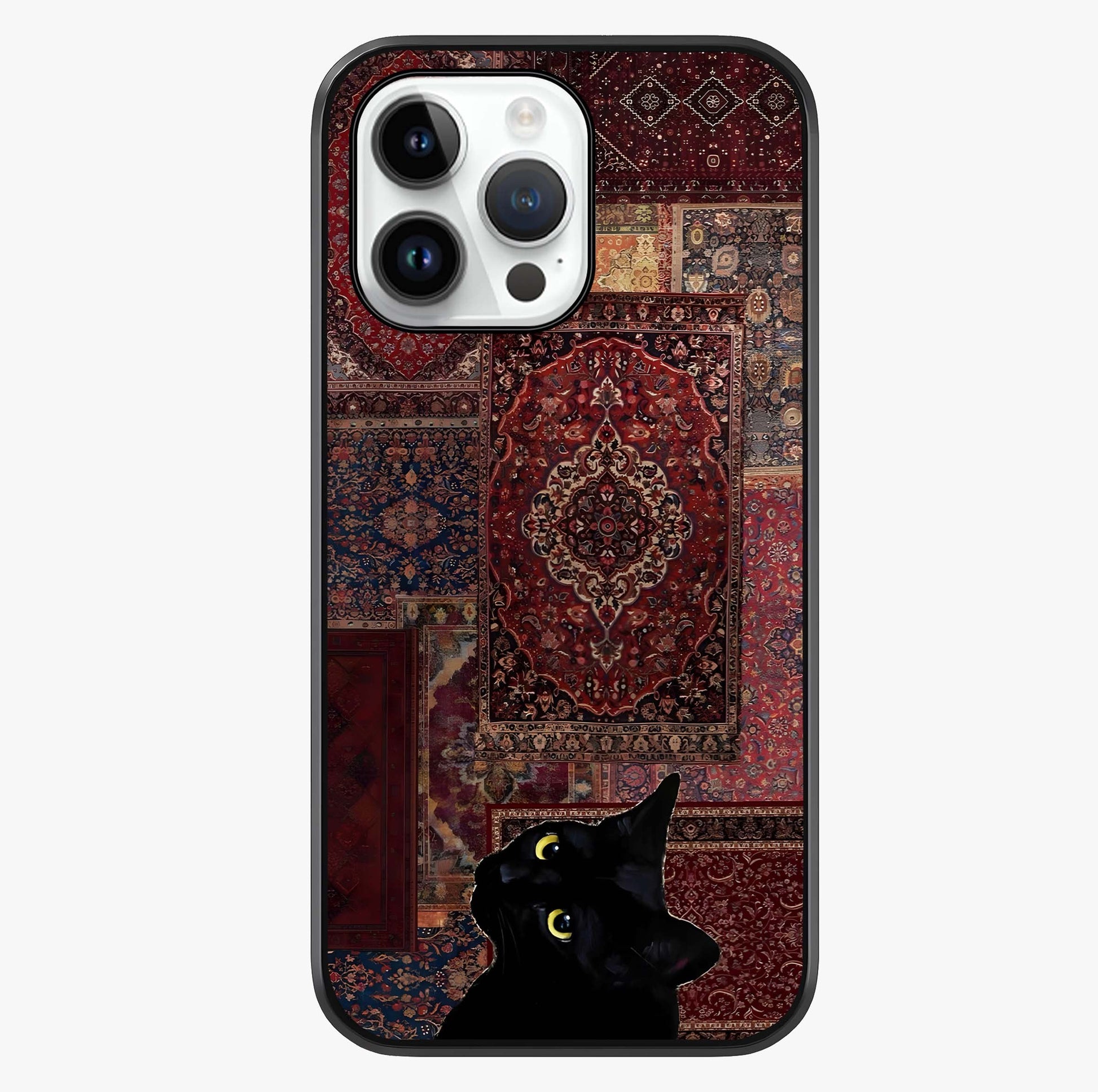 Regal Magic Cat Apple Glass Case showing full back design in clean flat view with glossy glass finish.