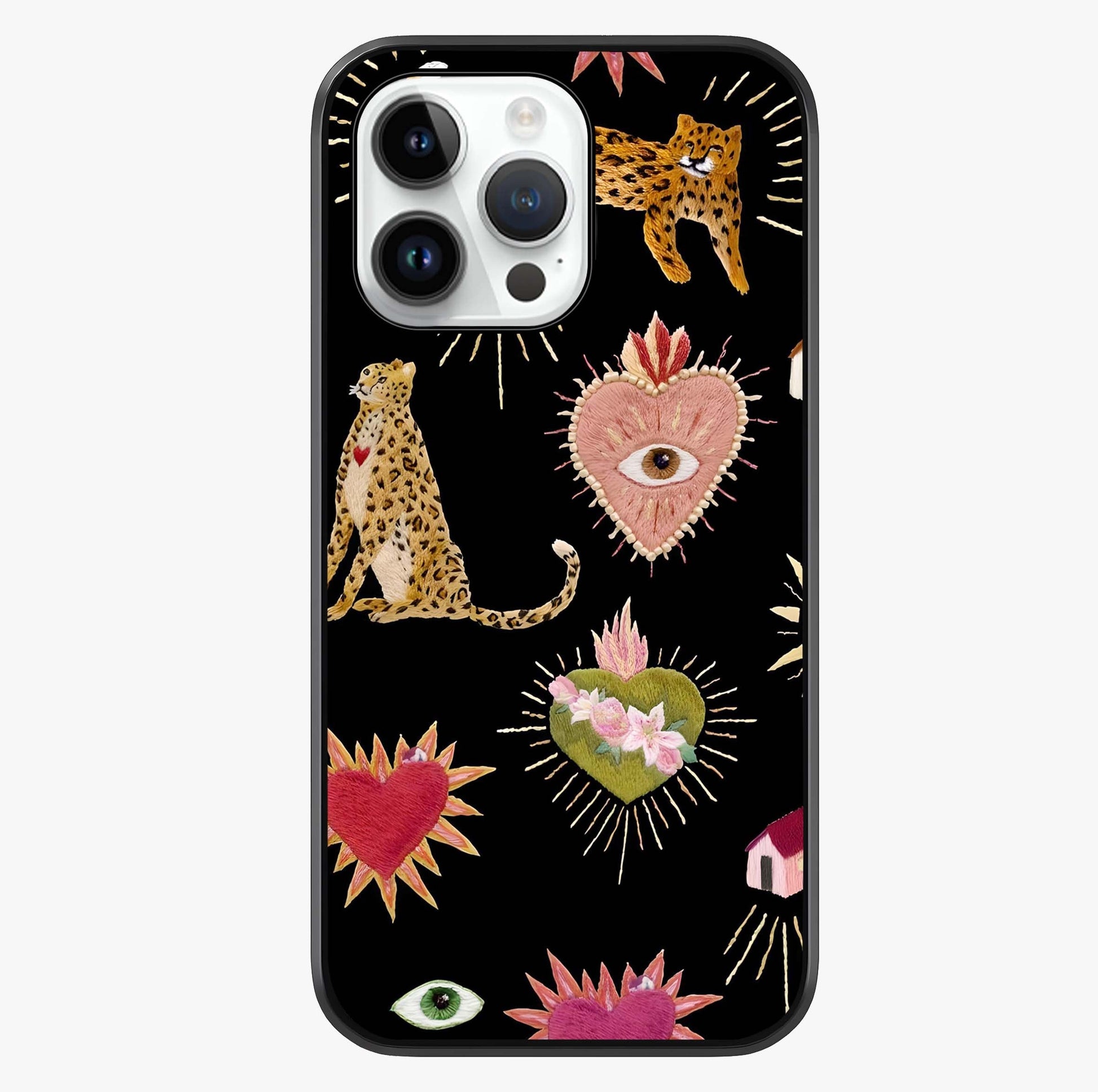 Sacred Jungle Heart Glass Case showing full back design in clean flat view with glossy glass finish.
