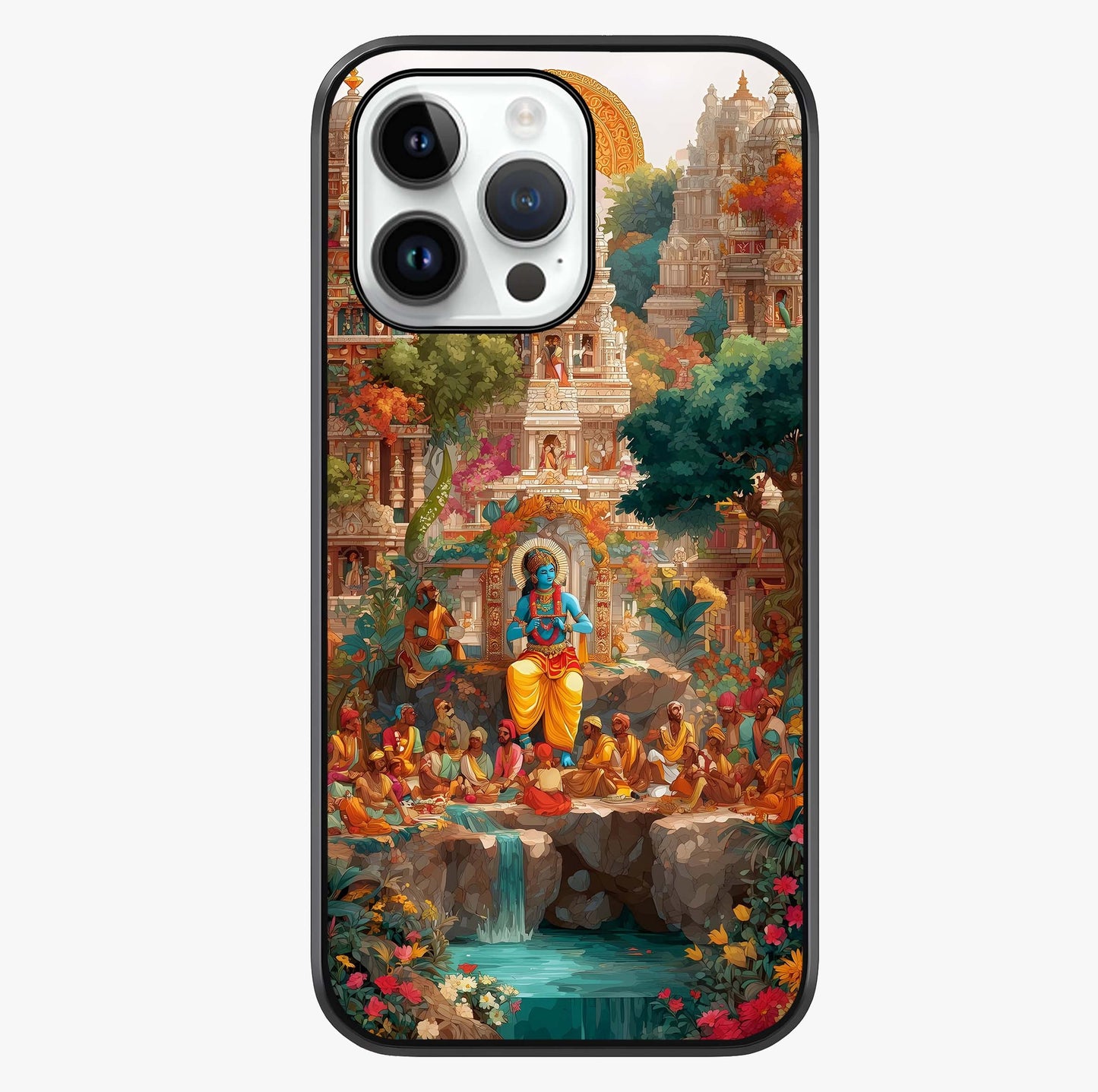 Sacred Sunlight Gods Glass Case showing full back design in clean flat view with glossy glass finish.
