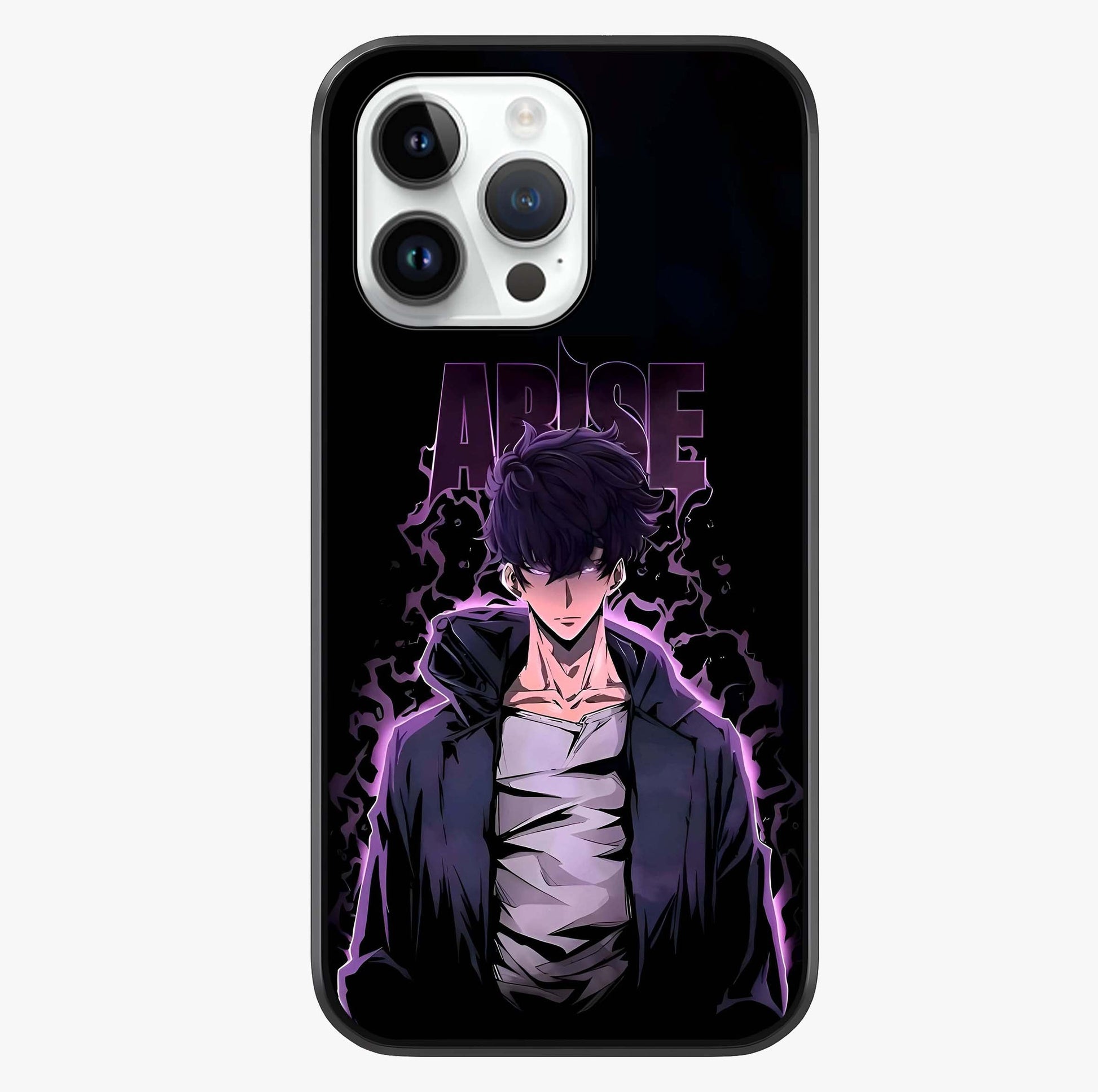 Shadow Monarch Awakening Glass Case showing full back design in clean flat view with glossy glass finish.