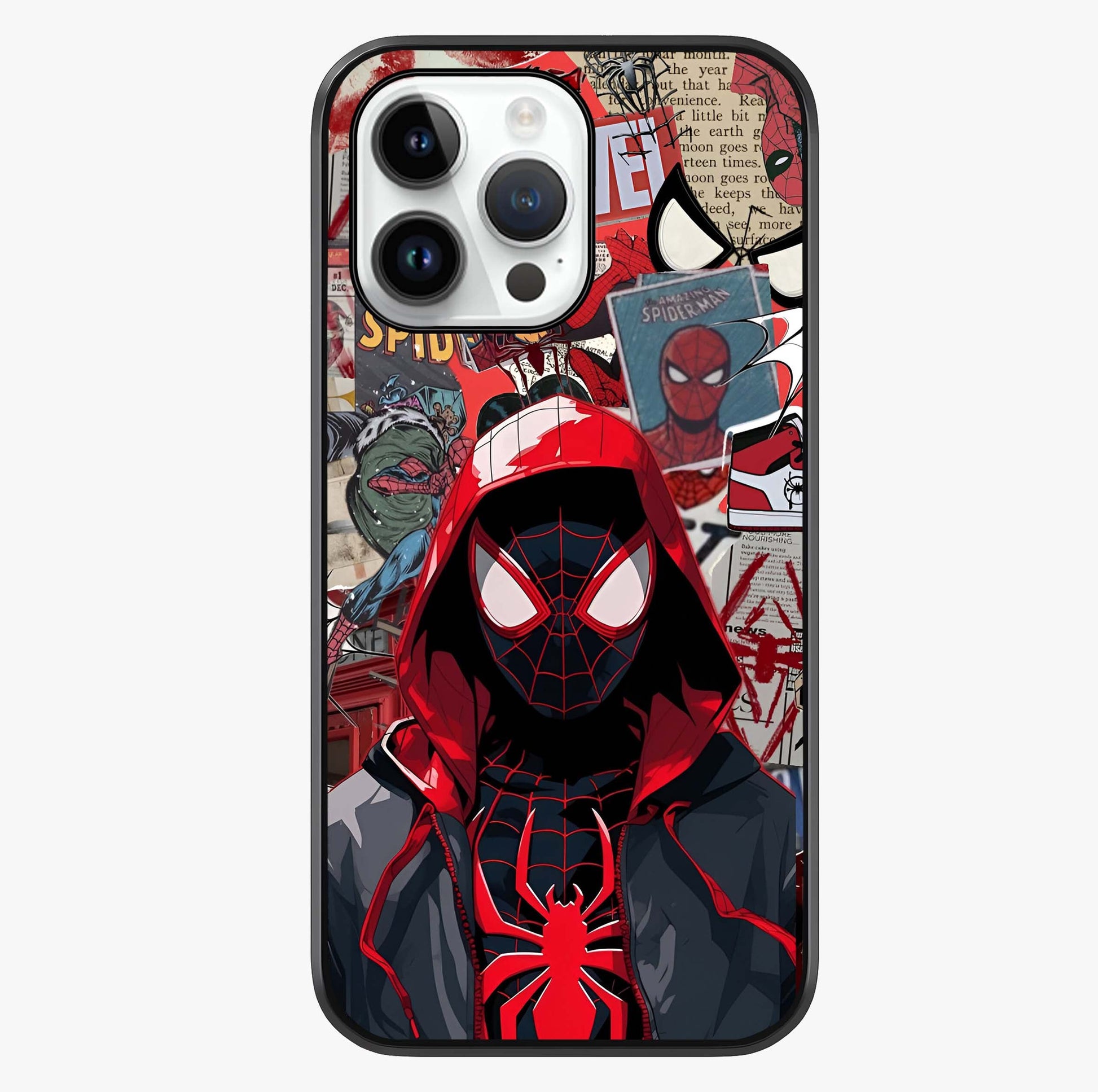Spider Collage Street Glass Case showing full back design in clean flat view with glossy glass finish.