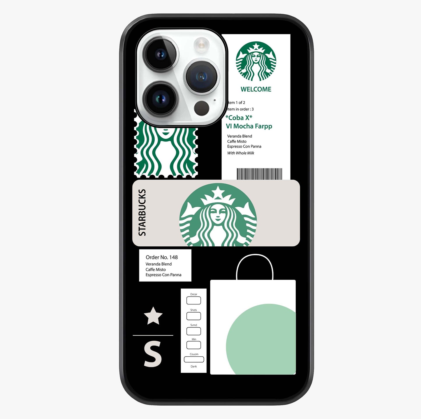 Starbucks Mocha Glass Case showing full back design in clean flat view with glossy glass finish.