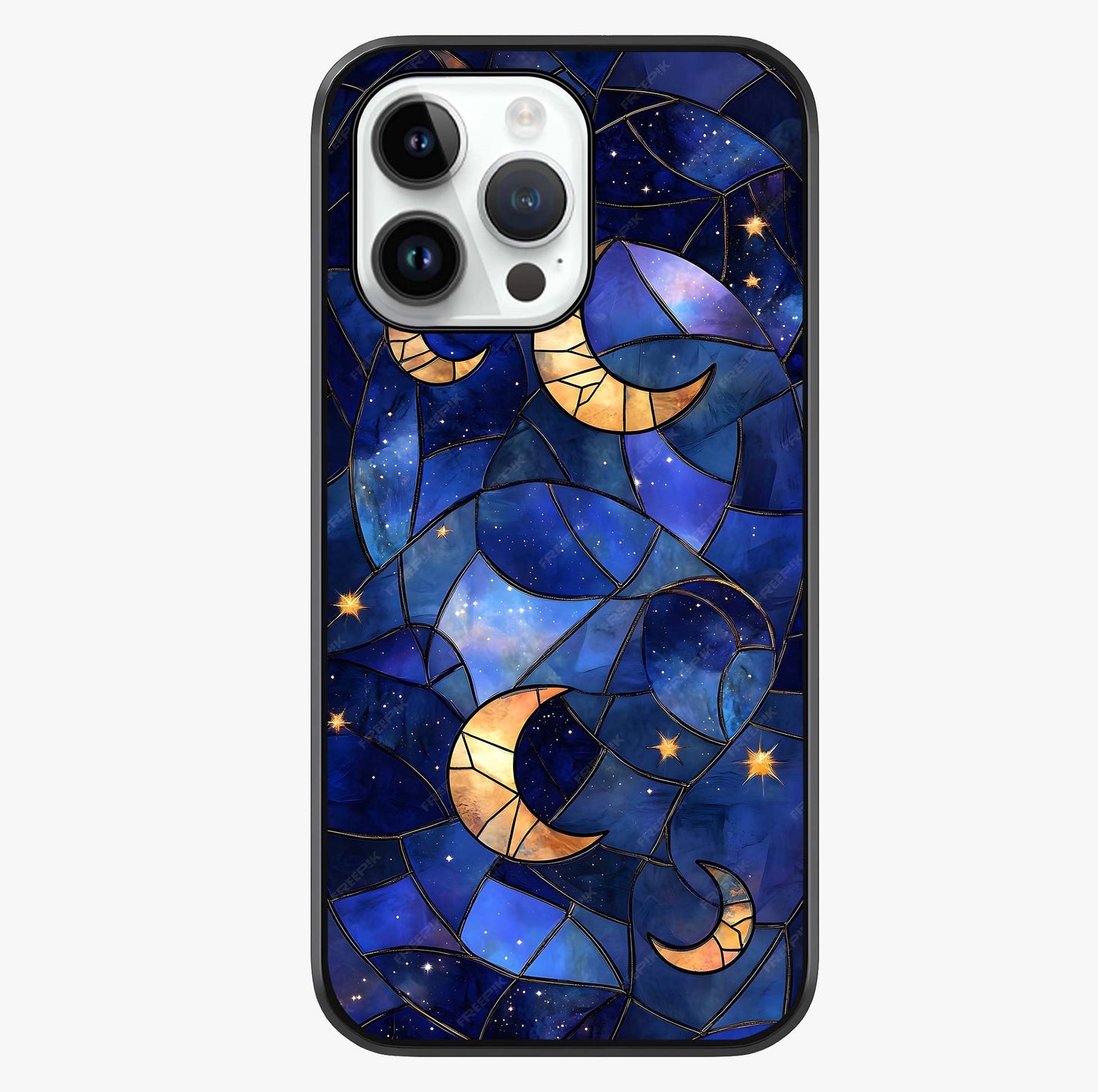 Starlit Sky Tapestry Glass Case showing full back design in clean flat view with glossy glass finish.