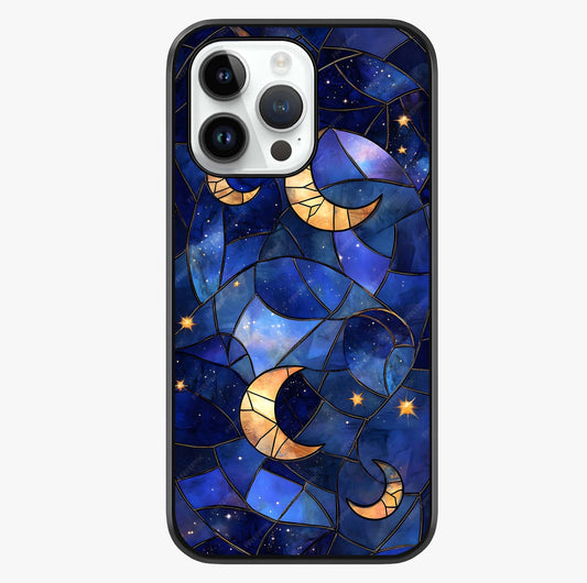 Starlit Sky Tapestry Glass Case showing full back design in clean flat view with glossy glass finish.
