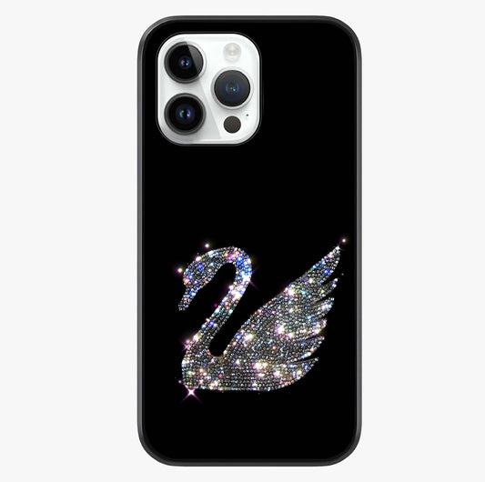Starlit Swan Grace Glass Case showing full back design in clean flat view with glossy glass finish.