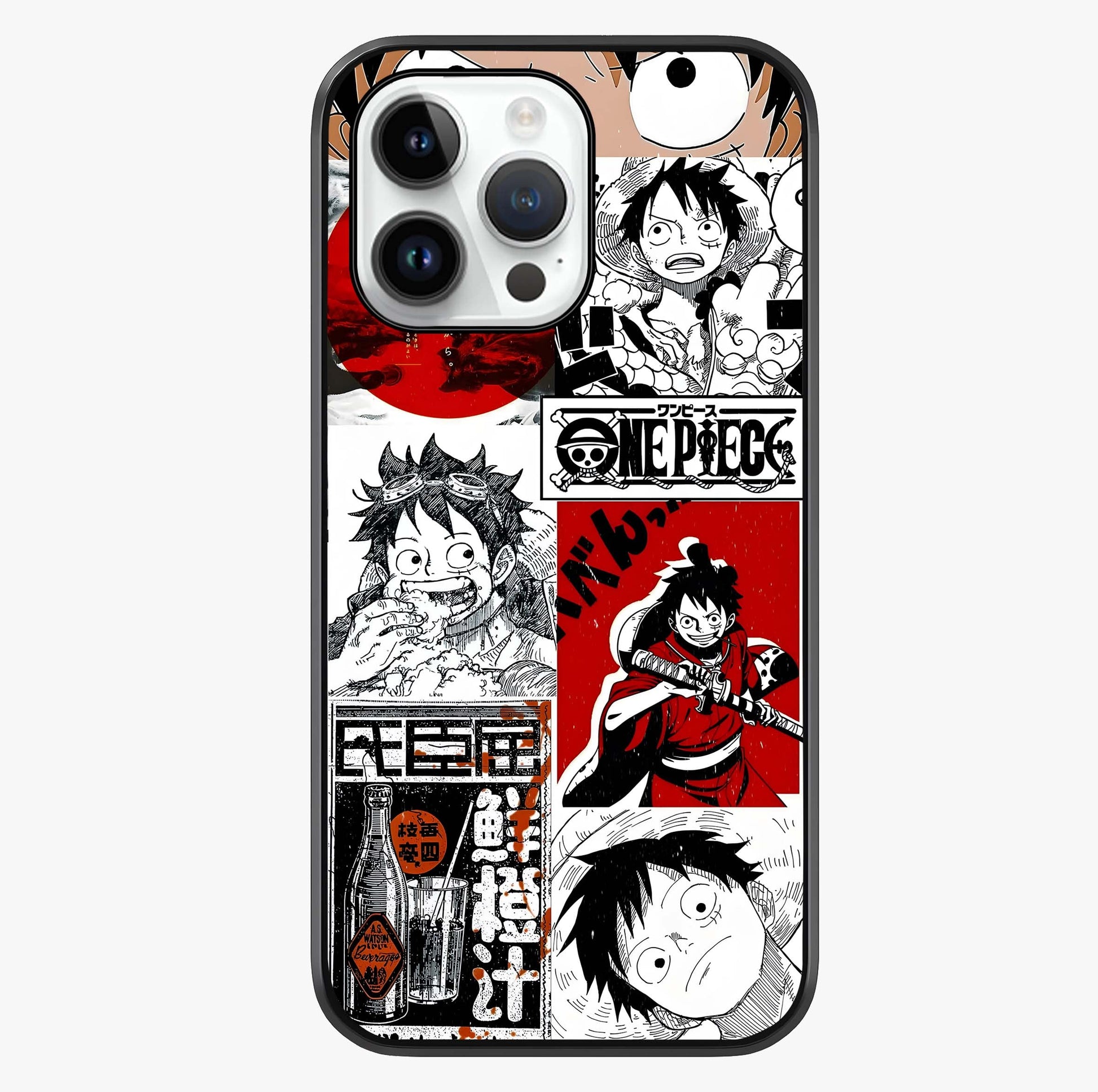 Strawhat Chaos Panels Glass Case showing full back design in clean flat view with glossy glass finish.