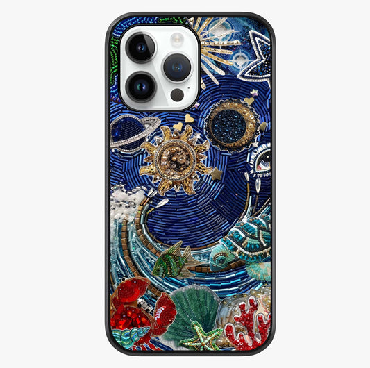 Universe Underwater Spark Glass Case showing full back design in clean flat view with glossy glass finish.