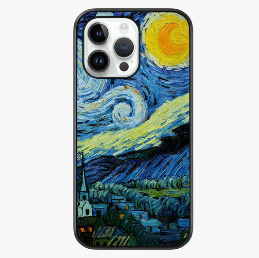 Van Gogh Art Glass Case showing full back design in clean flat view with glossy glass finish.