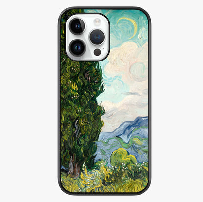 Van Gogh Vintage Art Glass Case showing full back design in clean flat view with glossy glass finish.