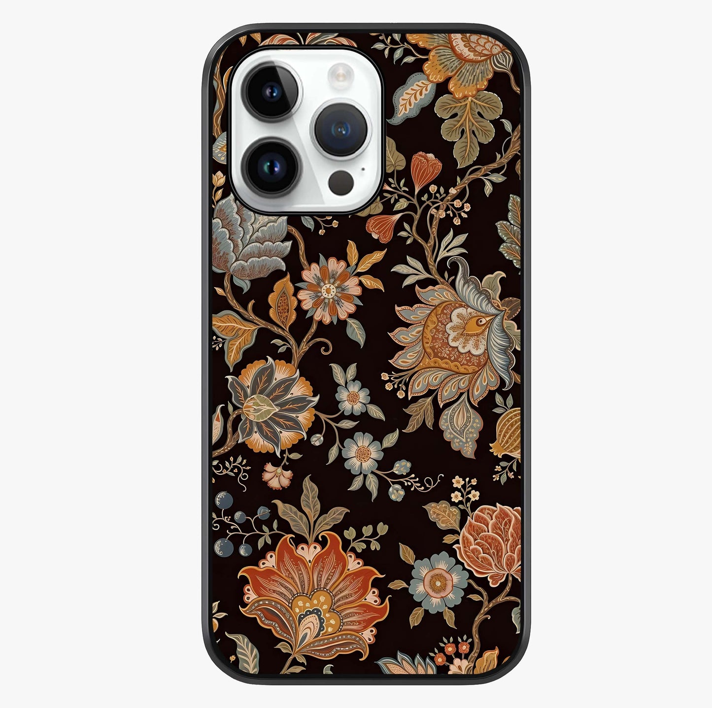 Vintage Floral Dream Glass Case showing full back design in clean flat view with glossy glass finish.