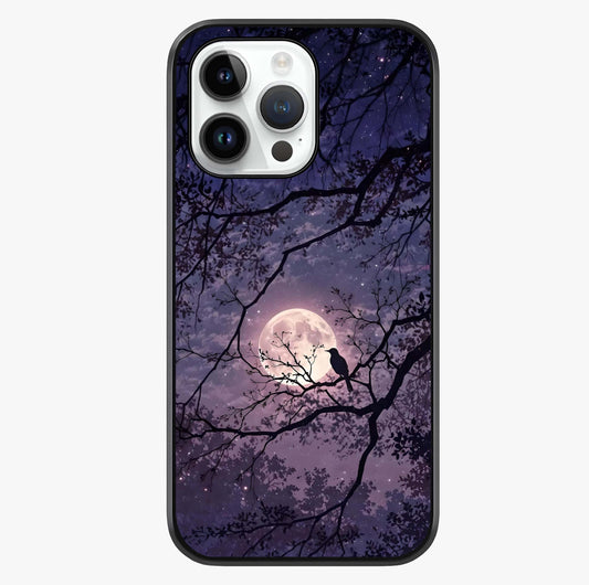Whispering Moon Silence Glass Case showing full back design in clean flat view with glossy glass finish.