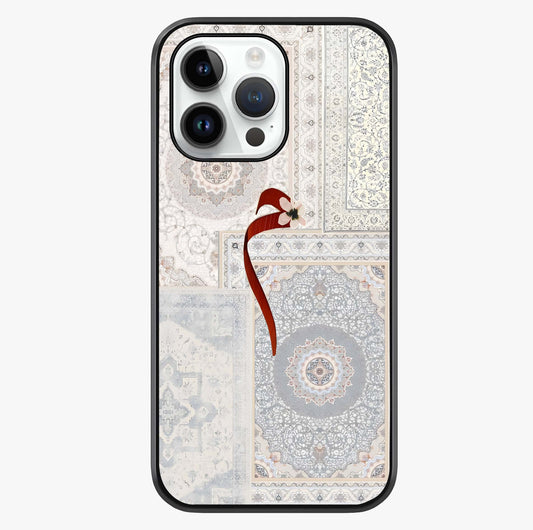 White Aesthetic Bow Glass Case showing full back design in clean flat view with glossy glass finish.