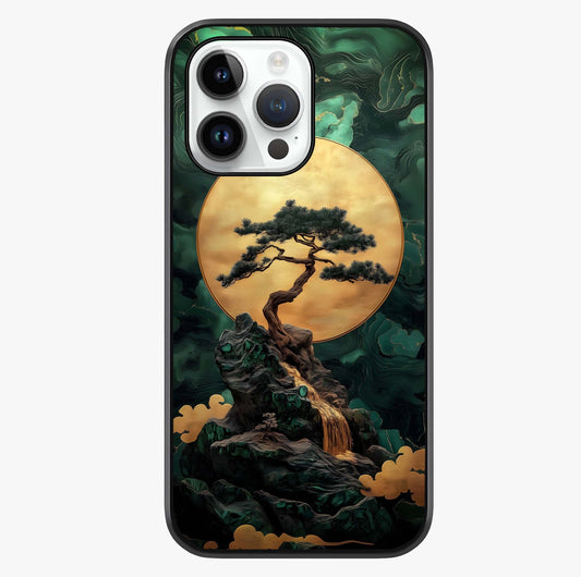 Zen Moon Rise Glass Case showing full back design in clean flat view with glossy glass finish.