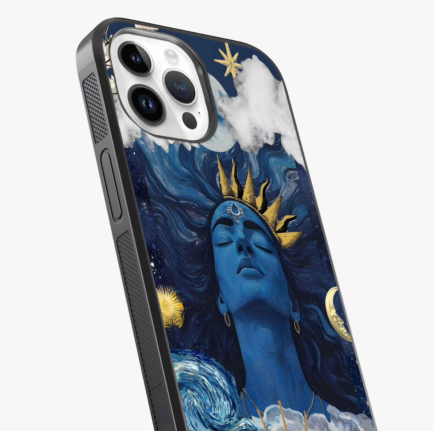 Aesthetic Lord Shiva Glass Case captured at a warm angle highlighting gloss, texture and premium glass finish.