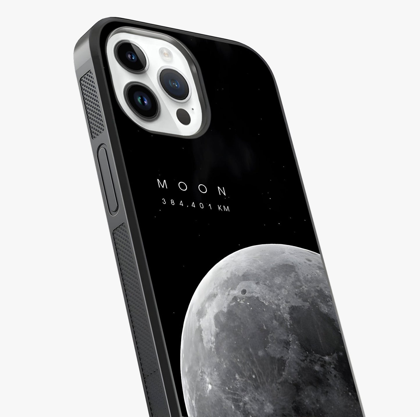 Cosmic Moon Glow Glass Case captured at a warm angle highlighting gloss, texture and premium glass finish.