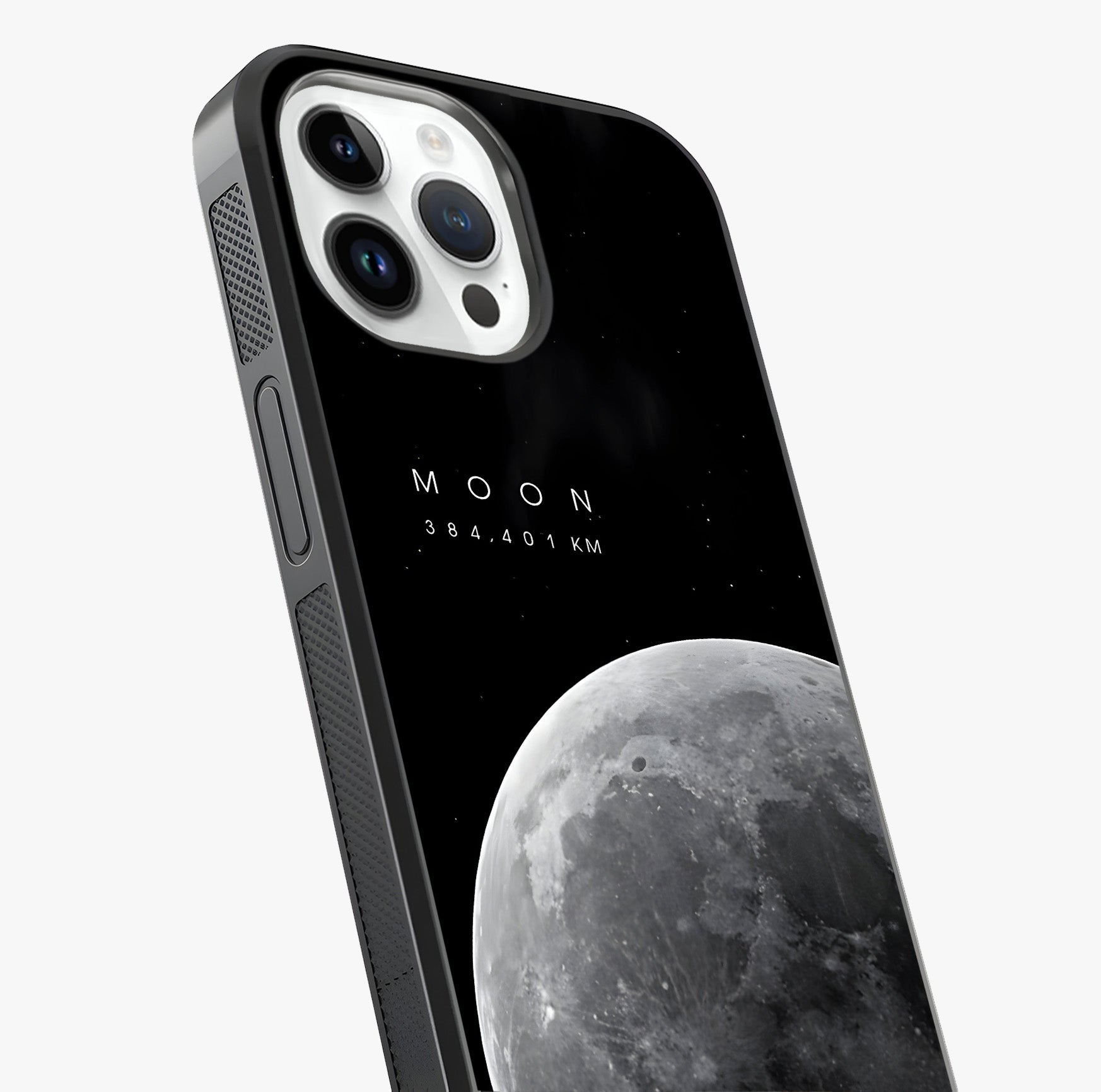 Cosmic Moon Glow Glass Case captured at a warm angle highlighting gloss, texture and premium glass finish.