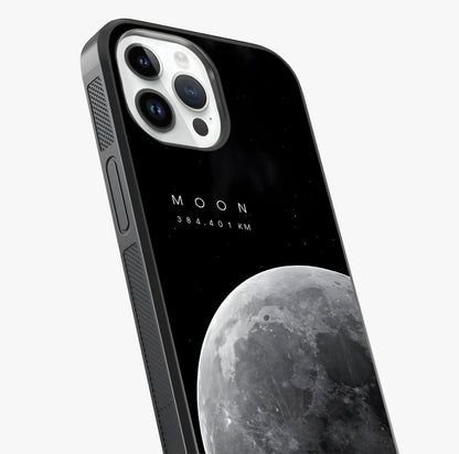 Cosmic Moon Glow Glass Case captured at a warm angle highlighting gloss, texture and premium glass finish.