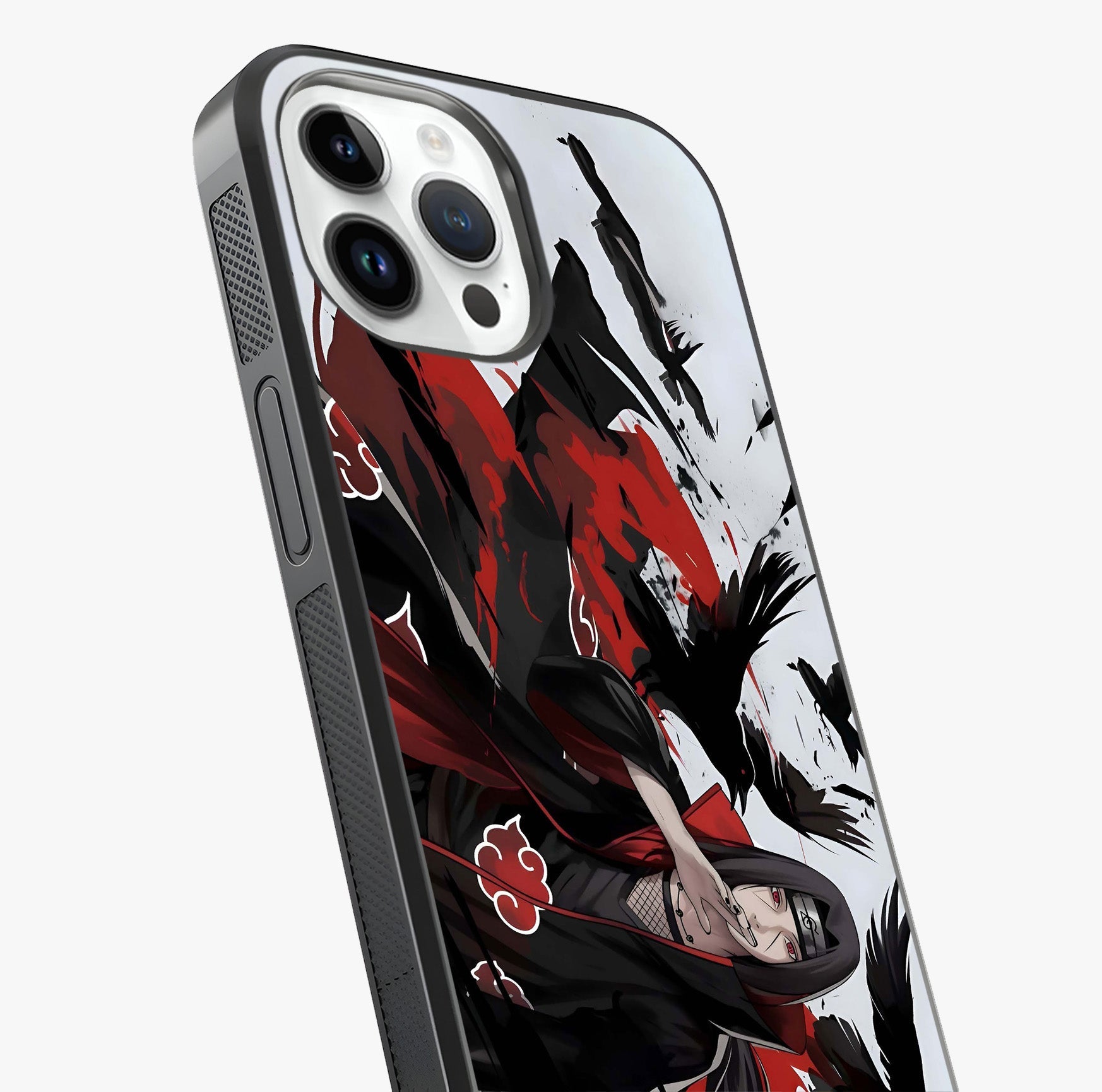 Crimson Crow Illusion Glass Case captured at a warm angle highlighting gloss, texture and premium glass finish.