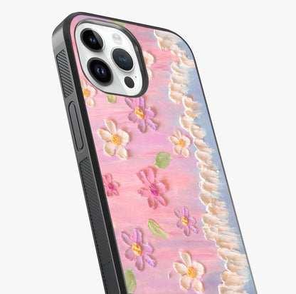 Dreamy Painted Garden Glass Case captured at a warm angle highlighting gloss, texture and premium glass finish.