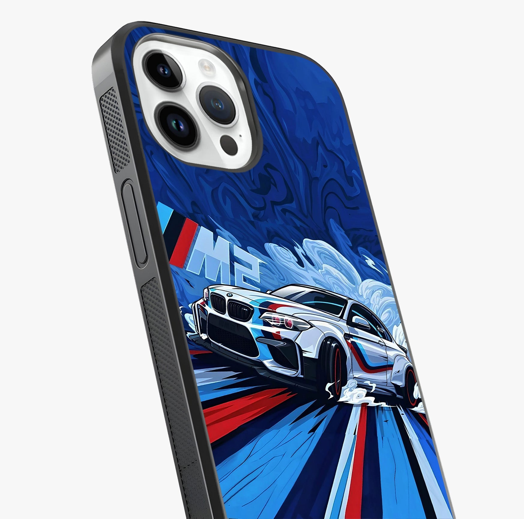 Drift Power Rush Glass Case captured at a warm angle highlighting gloss, texture and premium glass finish.