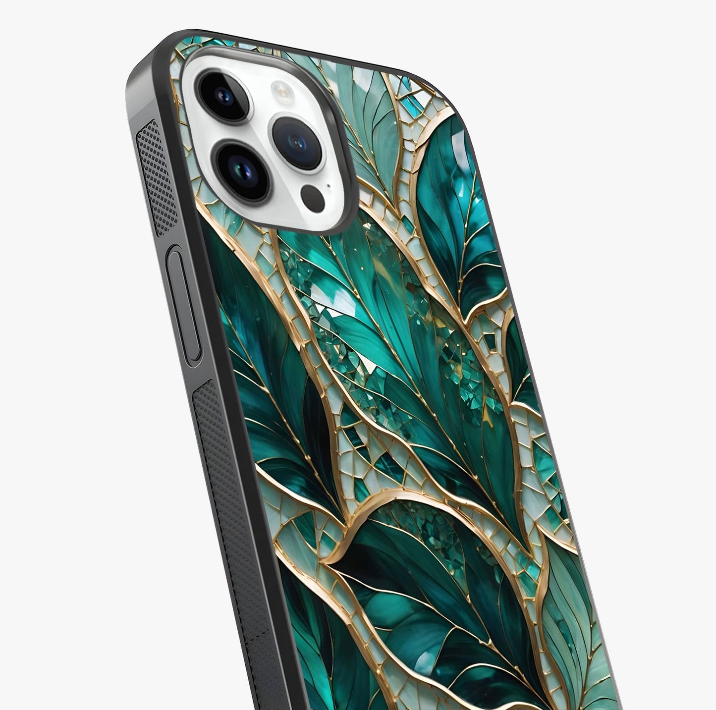 Emerald Leaf Glass Glass Case captured at a warm angle highlighting gloss, texture and premium glass finish.