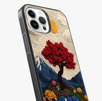 Eternal Nature Tapestry Glass Case captured at a warm angle highlighting gloss, texture and premium glass finish.