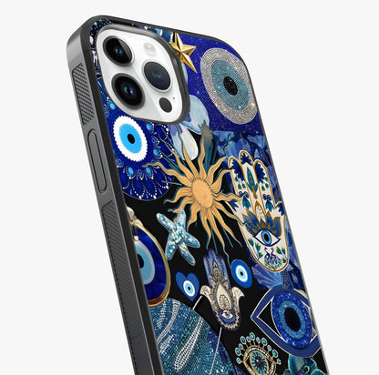 Evil Eye Charm Mix Glass Case captured at a warm angle highlighting gloss, texture and premium glass finish.