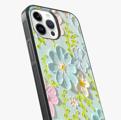 Frosted Petal Garden Glass Case captured at a warm angle highlighting gloss, texture and premium glass finish.