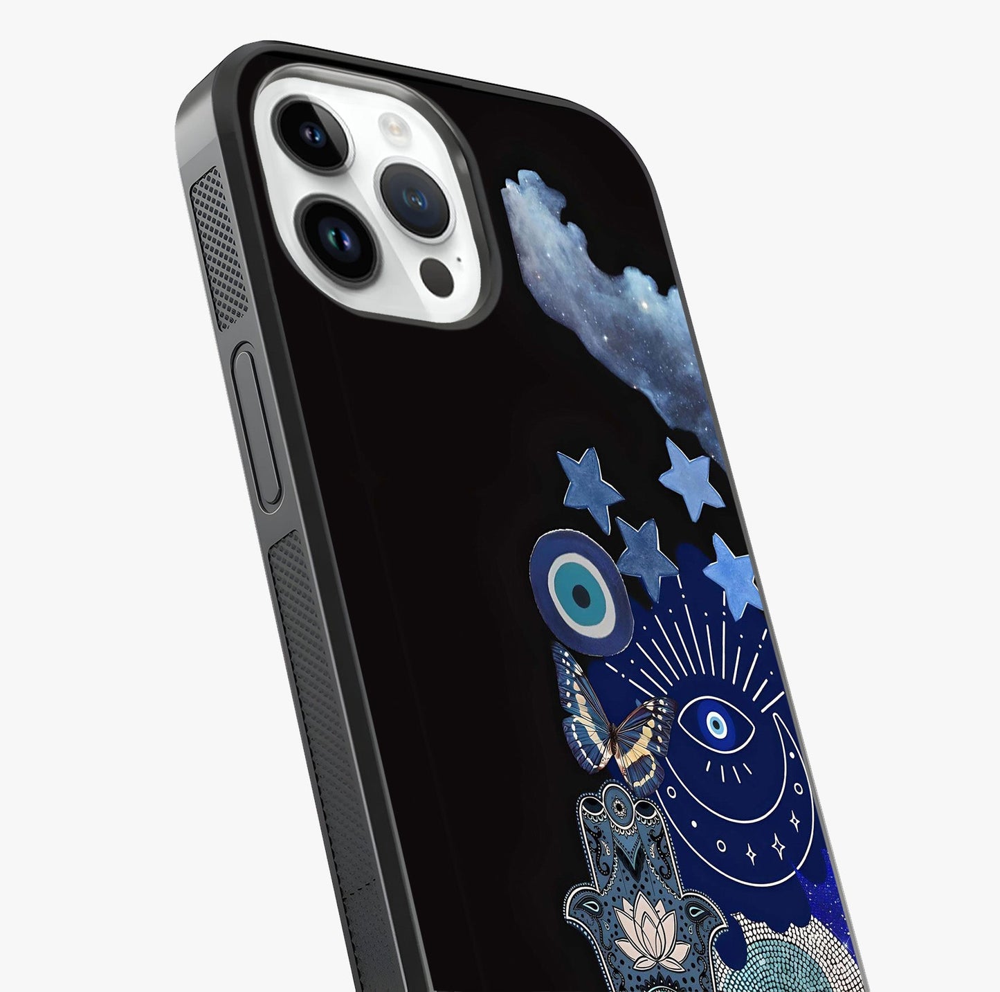 Galactic Charm Cluster Glass Case captured at a warm angle highlighting gloss, texture and premium glass finish.