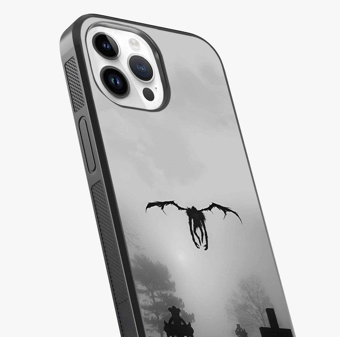 Graveyard Shadow Descent Glass Case captured at a warm angle highlighting gloss, texture and premium glass finish.