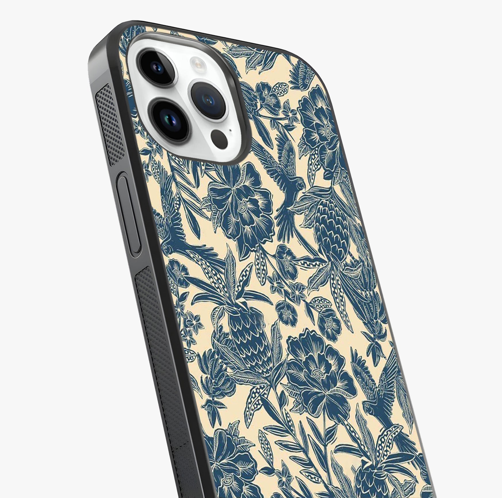 Heirloom Wild Bloom Glass Case captured at a warm angle highlighting gloss, texture and premium glass finish.