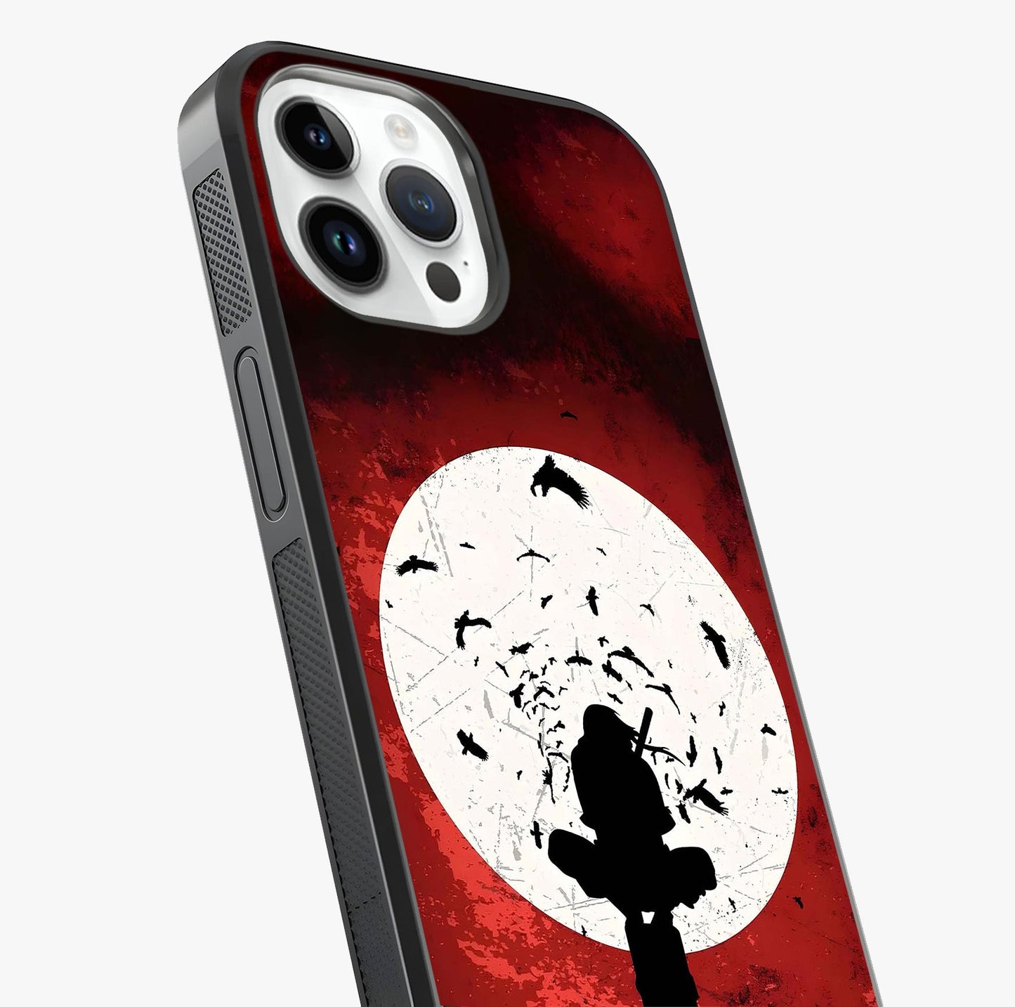 Itachi Limited Edition Naruto Anime Glass Case captured at a warm angle highlighting gloss, texture and premium glass finish.