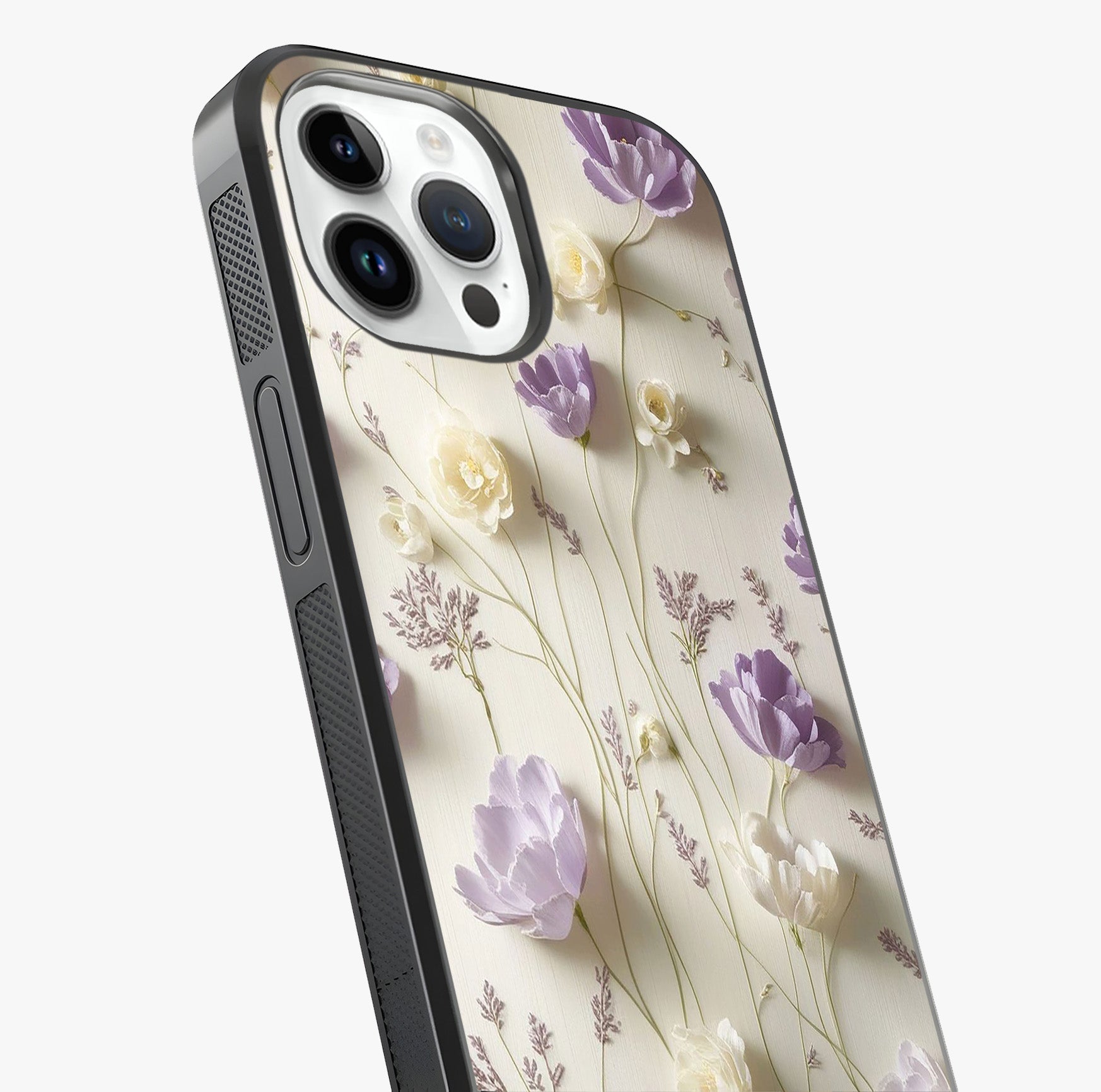Lilac Breeze Harmony Glass Case captured at a warm angle highlighting gloss, texture and premium glass finish.