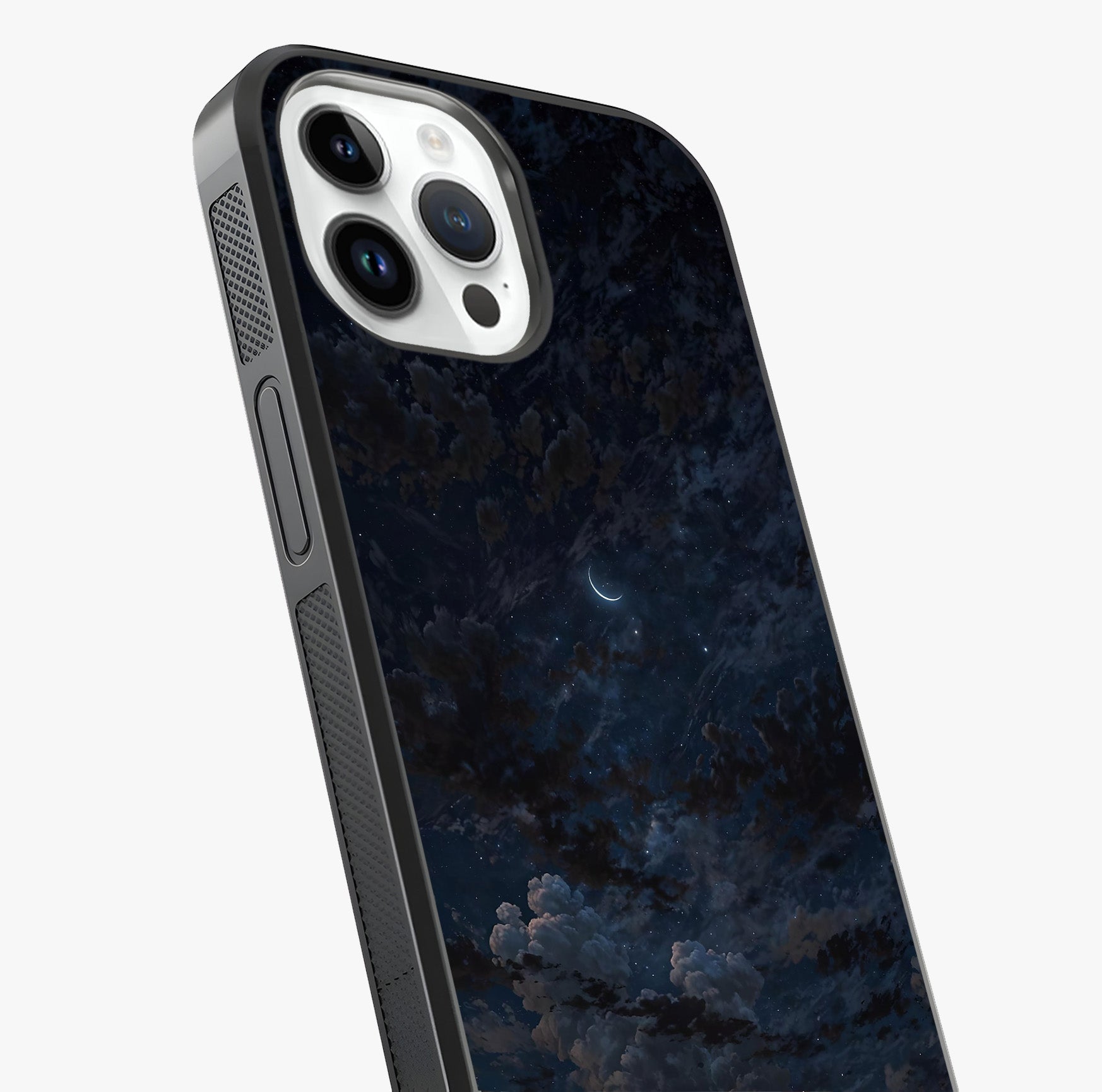 Lunar Veil Silence Glass Case captured at a warm angle highlighting gloss, texture and premium glass finish.