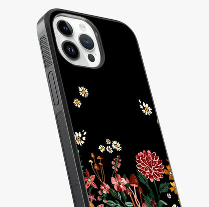 Midnight Bloom Pattern Glass Case captured at a warm angle highlighting gloss, texture and premium glass finish.