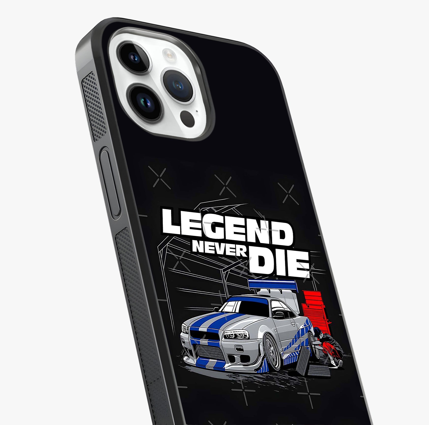 Midnight Racing Legacy Glass Case captured at a warm angle highlighting gloss, texture and premium glass finish.