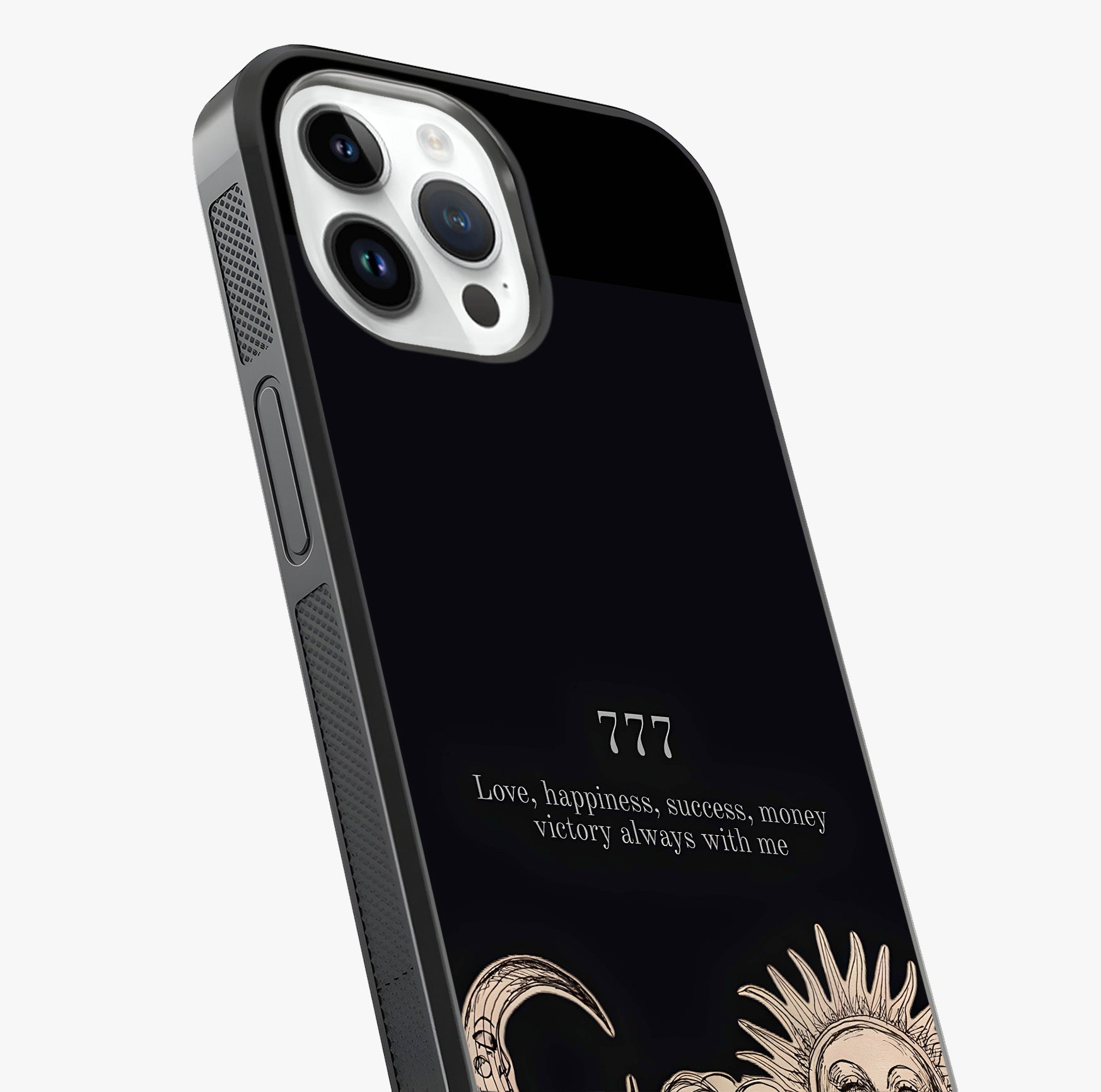 Mystic Victory Aura Glass Case captured at a warm angle highlighting gloss, texture and premium glass finish.