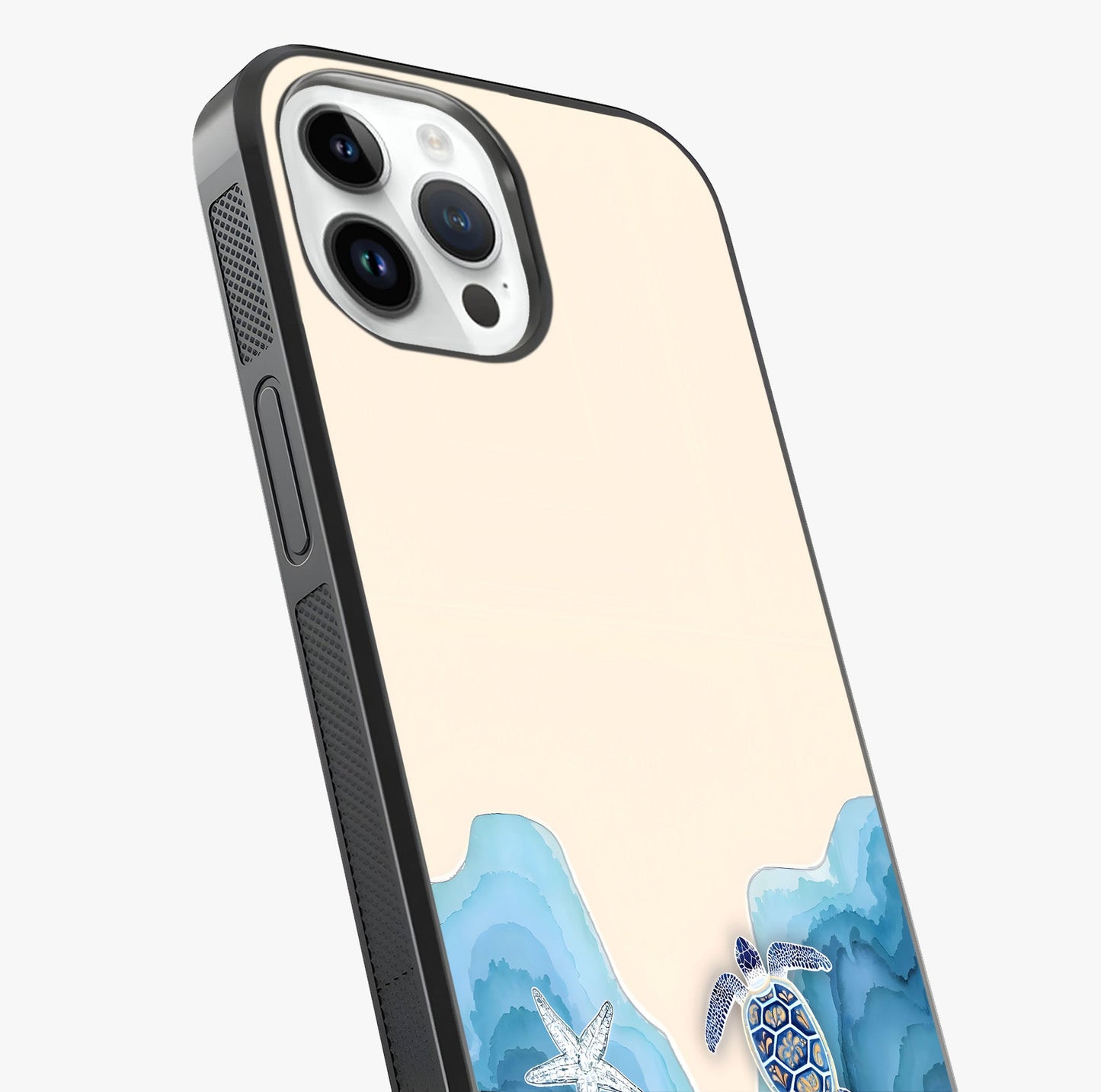 Ocean Drift Turtle Glass Case captured at a warm angle highlighting gloss, texture and premium glass finish.
