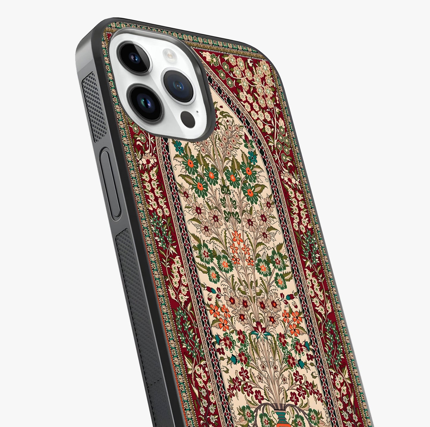 Persian Inspired Glass Case captured at a warm angle highlighting gloss, texture and premium glass finish.